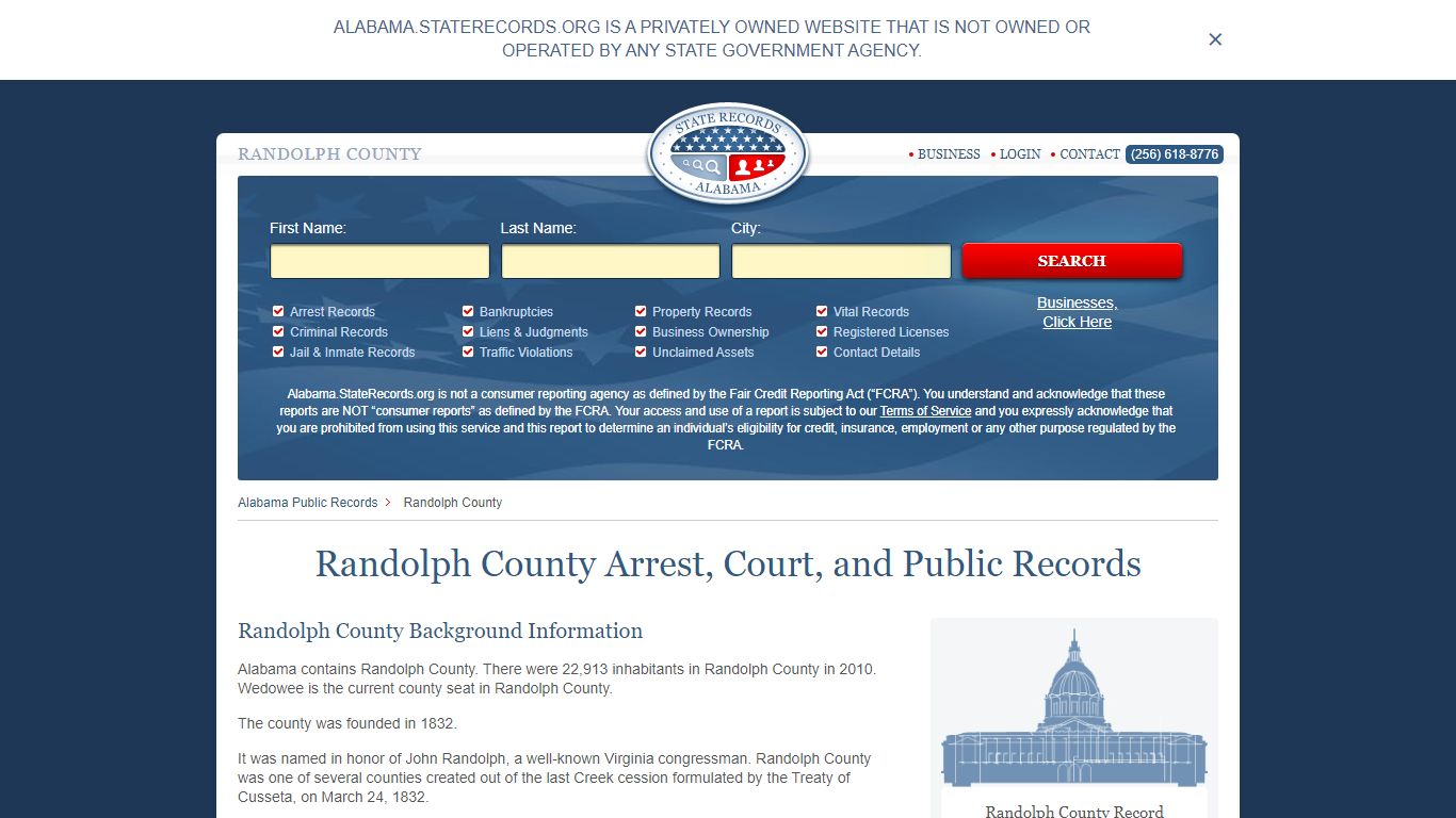Randolph County Arrest, Court, and Public Records