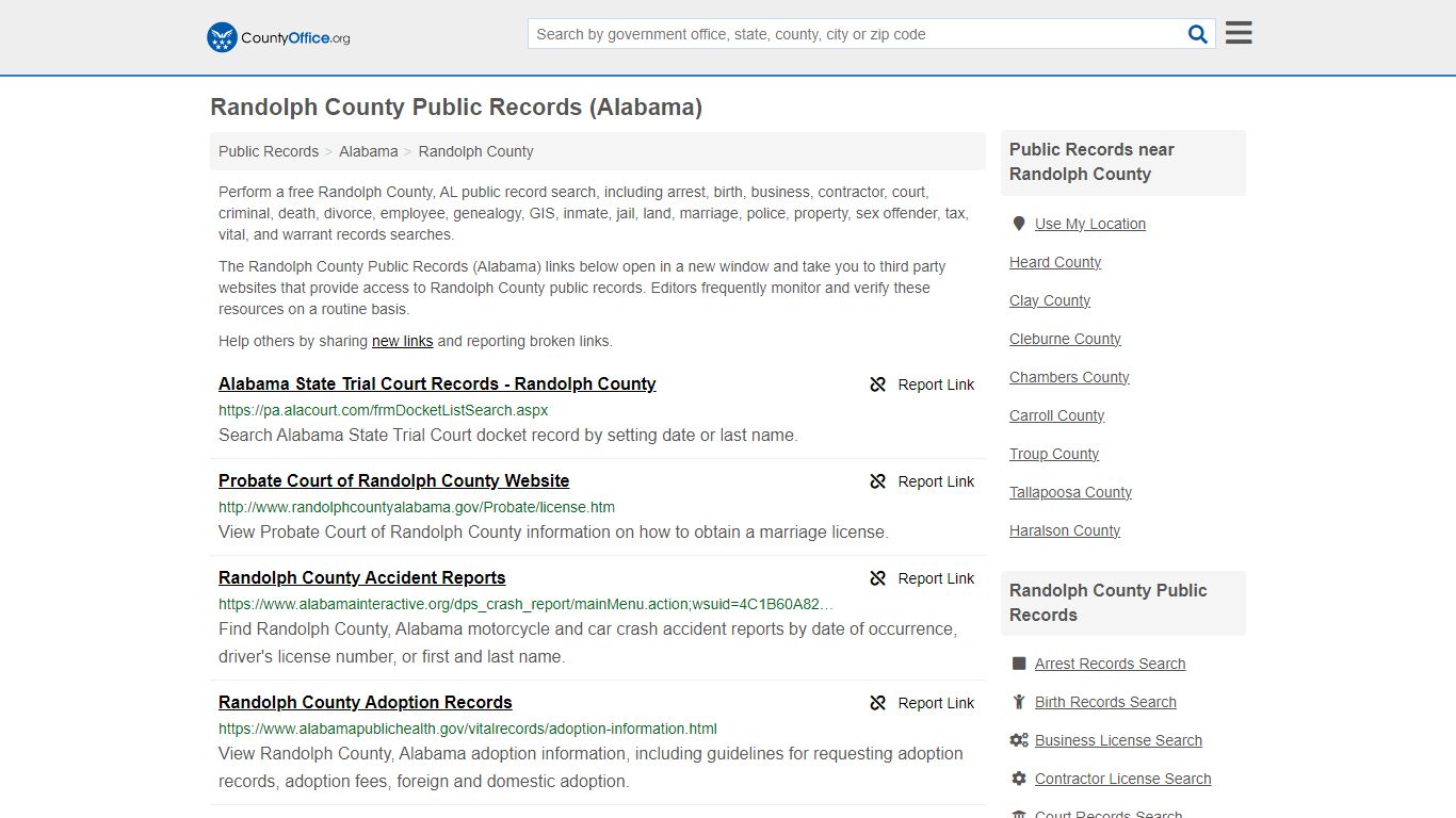 Public Records - Randolph County, AL (Business, Criminal, GIS, Property ...