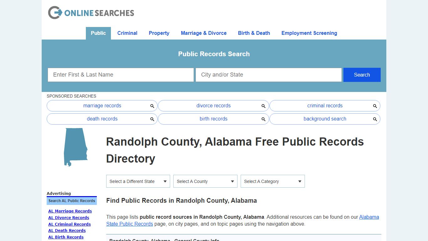 Randolph County, Alabama Public Records Directory