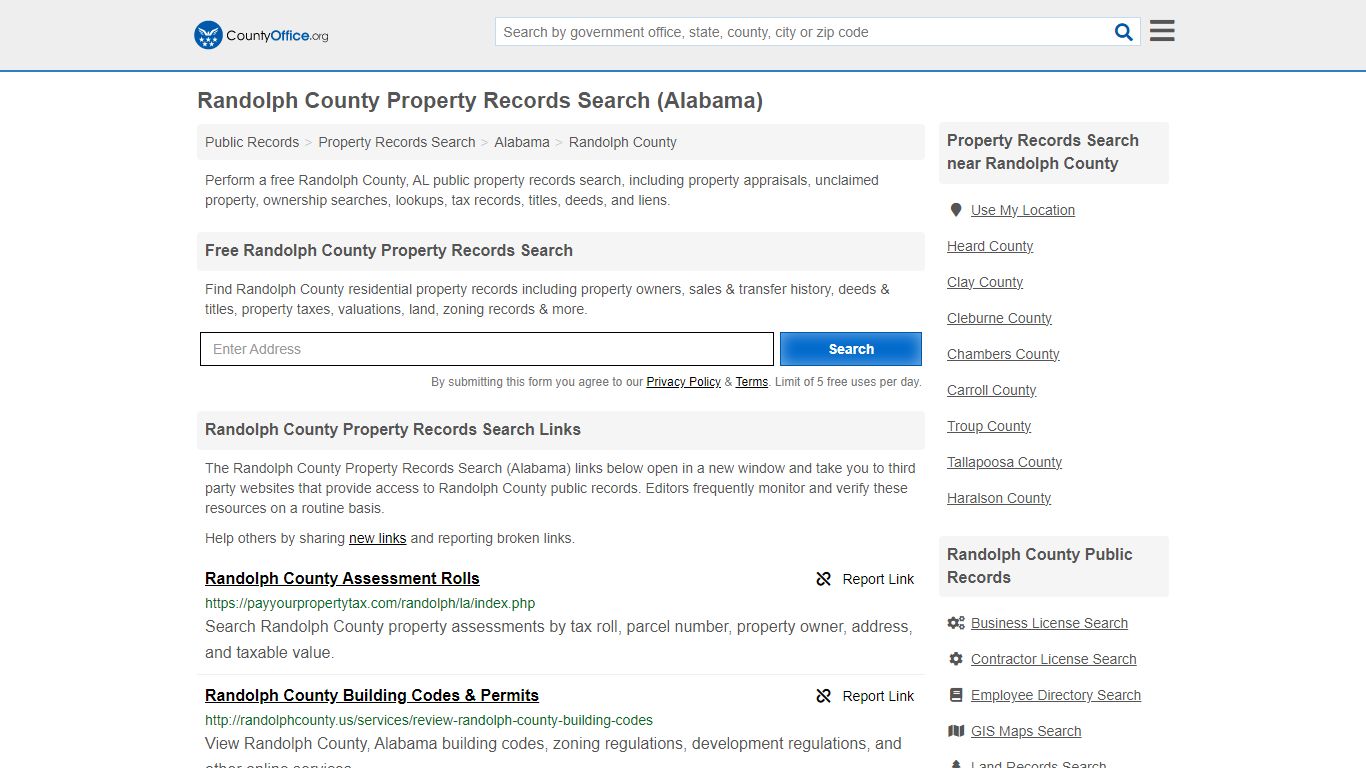 Randolph County Property Records Search (Alabama) - County Office